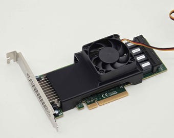 Broadcom LSI 9305 16i 24i SAS HBA 50mm Cooling Fan Included + Shroud Cooler