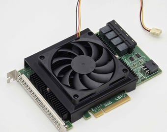 LSI 9300-16i SAS HBA 80mm Cooling Fan Included + Shroud Cooler