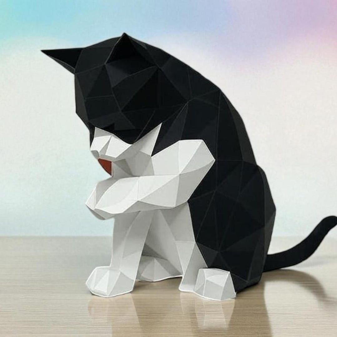 DIY Cat Papercraft Template – 3D Paper Cat Model Pattern, Easy ...