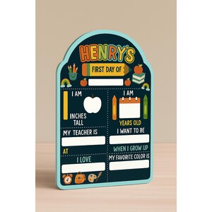 Panneau premier jour d'école personnalisé, panneau de rentrée scolaire personnalisé, panneau d'école avec accessoire photo pour enfants, panneau premier jour, panneau souvenir d'école