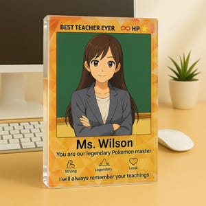 Personalisierter Lehrer Acrylblock - Individuelles Geschenk zum Jahresende für Lehrer | Legendary Style Klassenzimmer Andenken Back to School Anime Style