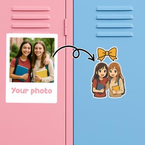 Foto personalizzata in magnete anime, magnete per armadietto personalizzato, magnete anime carino, regalo per migliori amici, regalo di coppia, magnete da foto a cartone animato
