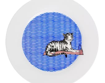 Tiger Swims Dinner Plate