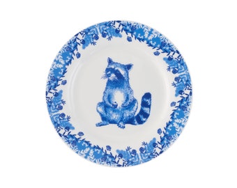 Raccoon Willow pattern side plate