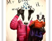 Mr Badger print - A4 print