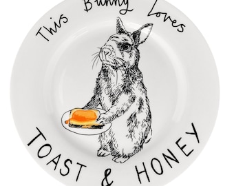 Dit konijntje houdt van toast en honing' zijbord