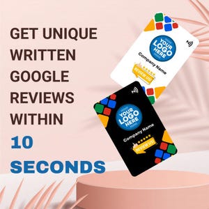 自動生成され独自に作成された Google ビジネス向けレビュー - QR コードと両面エンボス印刷カード付きのスマートタップ NFC カード