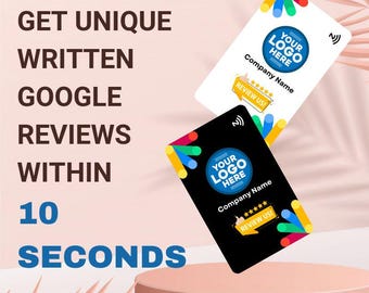 Reseñas de Google para empresas generadas automáticamente y creadas de forma exclusiva: tarjeta NFC Smart Tap con código QR y tarjeta impresa en relieve de dos caras