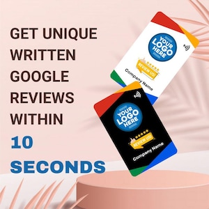 自動生成され独自に作成された Google ビジネス向けレビュー - QR コードと両面エンボス印刷カード付きのスマートタップ NFC カード