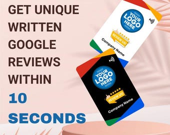 Reseñas de Google para empresas generadas automáticamente y creadas de forma exclusiva: tarjeta NFC Smart Tap con código QR y tarjeta impresa en relieve de dos caras
