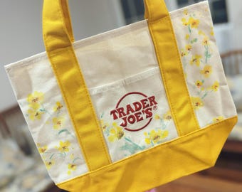 Mini bolso de lona personalizado pintado a mano/Oncidium (se puede limpiar con agua)