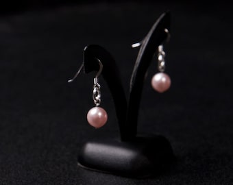 Swarovski pearl earrings in Rosaline pink, Vintage inspired