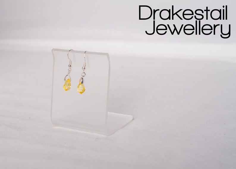 Yellow Swarovski Crystal Tear Drop Earrings image 2