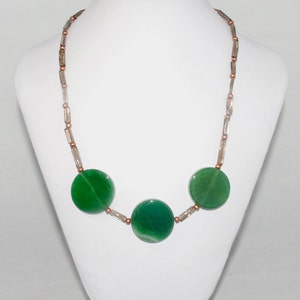 Rauchquarz Halskette mit Grünachat Münzen &quot;&quot;Green with Envy&quot;&quot;