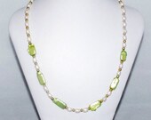 Lime Green and Cream Pearl Necklace "Summer Pearls"
