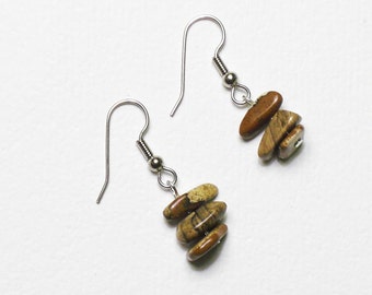 Picture jasper gemstone chip earrings