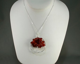 Tree of Life pendant in carnelian and silver - Autumn Maple