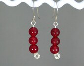 Red jade earrings - Cranberry Drops