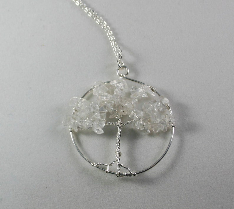 Tree of Life Necklace With Clear Quartz ice Etsy