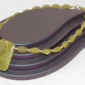 Serpentine Necklace in Olive Green and Gold image 5
