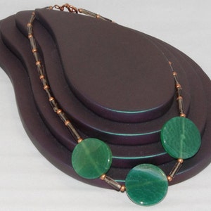 Smoky Quartz Necklace with Green Agate Coins Green with image 4