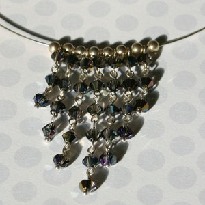 Silver memory wire collar necklace with Swarovski crystals image 5