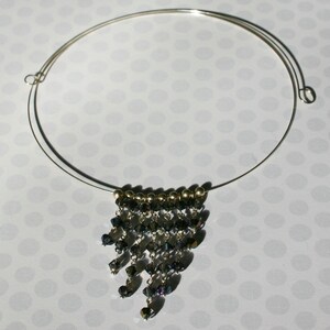 Silver memory wire collar necklace with Swarovski crystals image 3