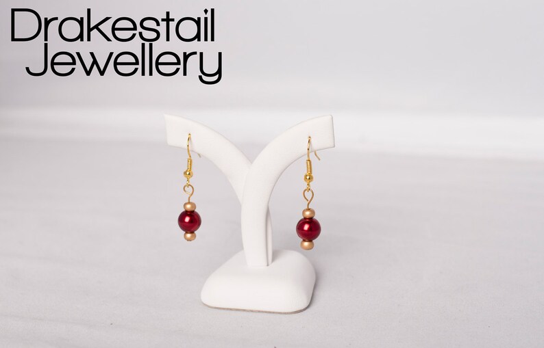 Red Glass Pearl Earrings image 3