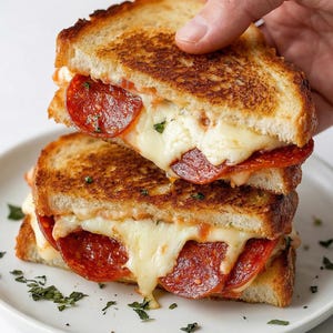 Sándwich de queso a la parrilla con pizza, receta fácil, receta sencilla, descarga de recetas, comida rápida, receta de almuerzo, favorito de la familia, libro de recetas familiares imagen 12