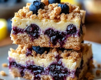 Blaubeer-Crumble-Cheesecake-Riegel-Rezept, einfaches Rezept, einfaches Rezept, Rezept-Download, Dessertrezept, Käsekuchen, Familienrezept, hausgemacht