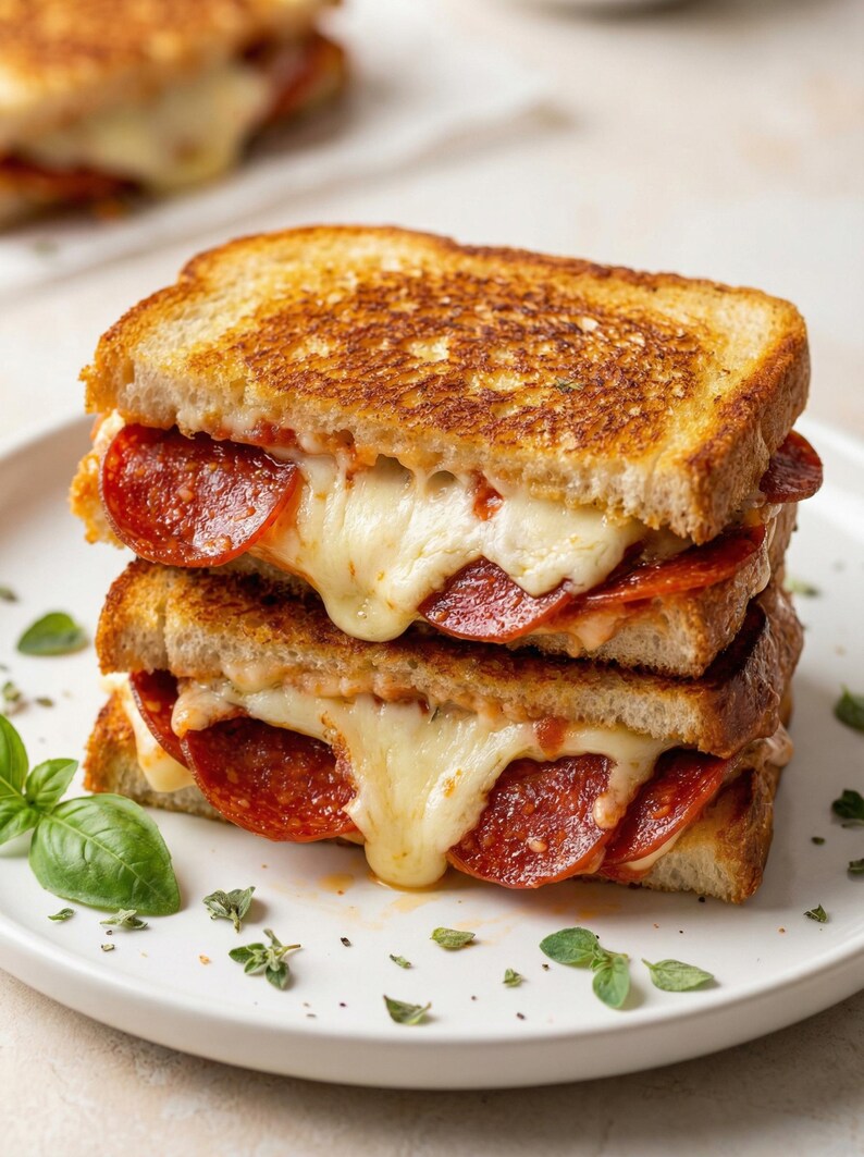 Sándwich de queso a la parrilla con pizza, receta fácil, receta sencilla, descarga de recetas, comida rápida, receta de almuerzo, favorito de la familia, libro de recetas familiares imagen 11
