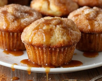 Receta de muffins de canela y azúcar, PDF imprimible, receta fácil para el desayuno, descarga digital, libro de recetas familiares