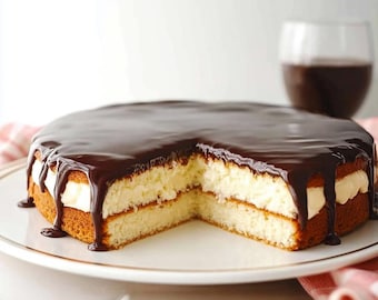 Receta de Boston Cream Pie, receta de mamá, chef de postres, plato familiar, descarga de recetas, receta sencilla, receta fácil, cocinar, hornear, postre, libro de recetas