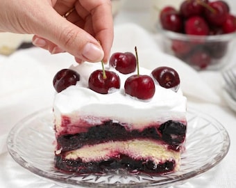 Tarjeta de receta imprimible para regalo, Receta de tiramisú de cerezas Jubilee, Inserto personalizado para libro de recetas, Página para carpeta de recetas, Descarga instantánea en PDF