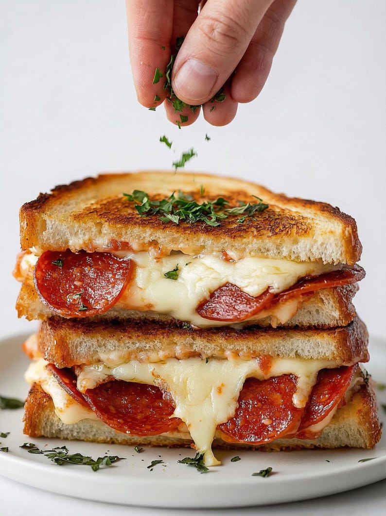 Sándwich de queso a la parrilla con pizza, receta fácil, receta sencilla, descarga de recetas, comida rápida, receta de almuerzo, favorito de la familia, libro de recetas familiares imagen 3