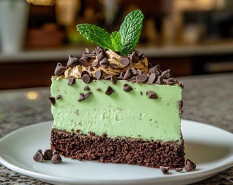 Receta de tarta de queso con menta y chocolate, receta personalizada, receta escrita a mano, descarga de recetas, chef de postres, receta fácil, receta familiar, pasteles