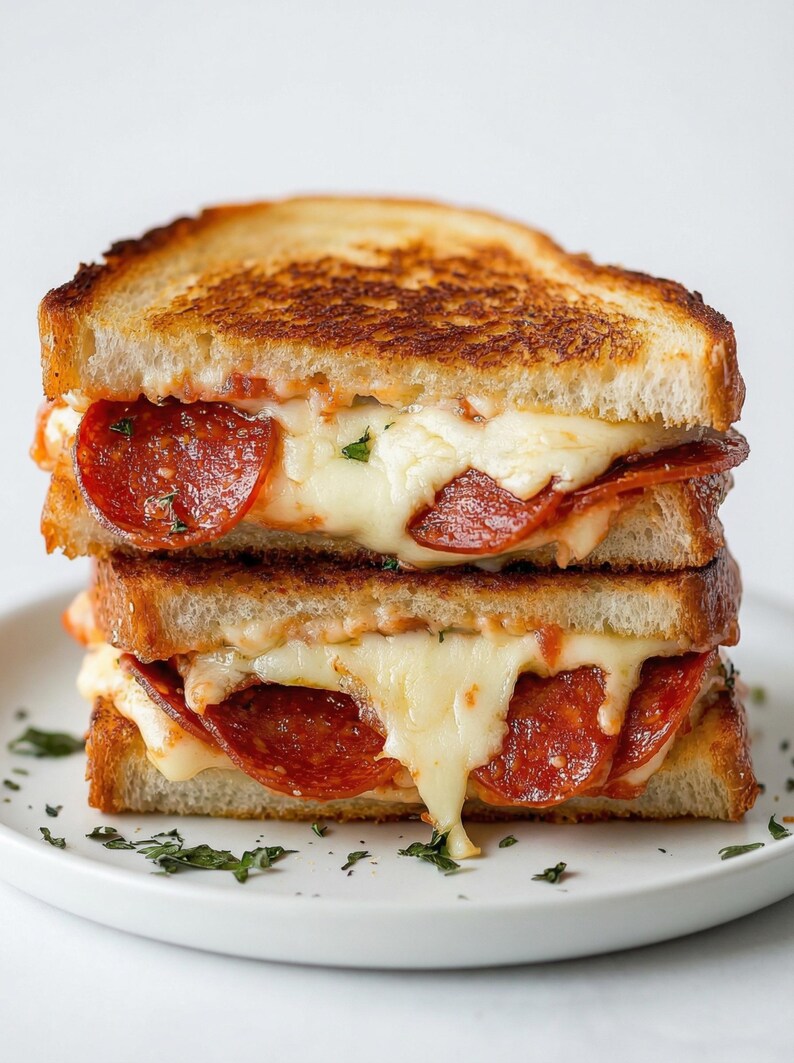 Sándwich de queso a la parrilla con pizza, receta fácil, receta sencilla, descarga de recetas, comida rápida, receta de almuerzo, favorito de la familia, libro de recetas familiares imagen 6