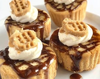 Mini tartas de queso con mantequilla de cacahuete, receta familiar, receta para imprimir, receta para fiestas, receta escrita a mano, receta sencilla, cocinar, hornear, postre