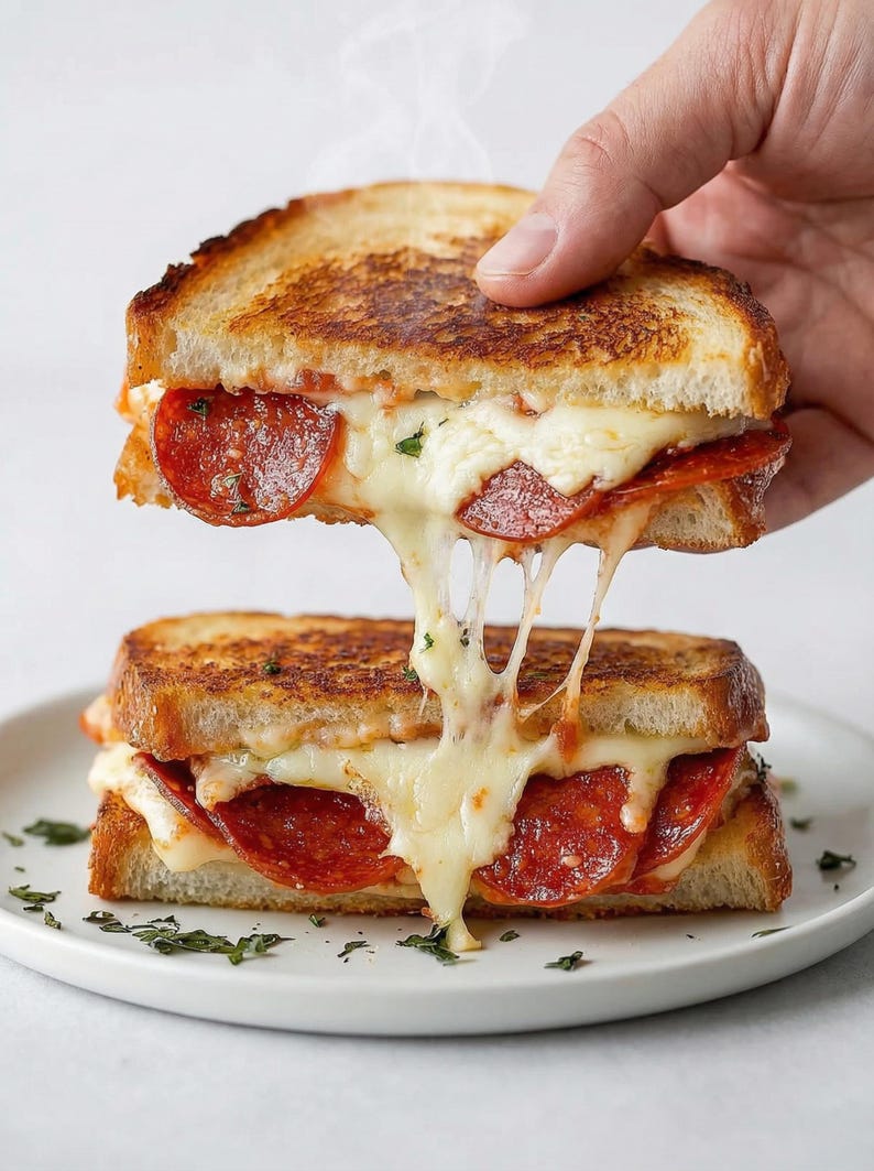 Sándwich de queso a la parrilla con pizza, receta fácil, receta sencilla, descarga de recetas, comida rápida, receta de almuerzo, favorito de la familia, libro de recetas familiares imagen 5