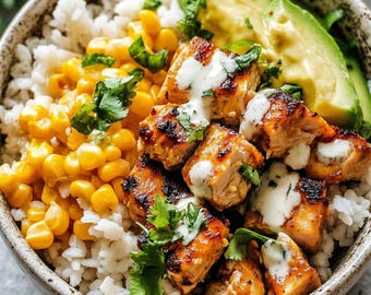 Street Corn Chicken Bowl Recipe PDF, Mexican Inspired Easy Chicken Recipe, Family Dinner Recipe, Meal Prep Recipe eBook, Easy Dinner Recipe