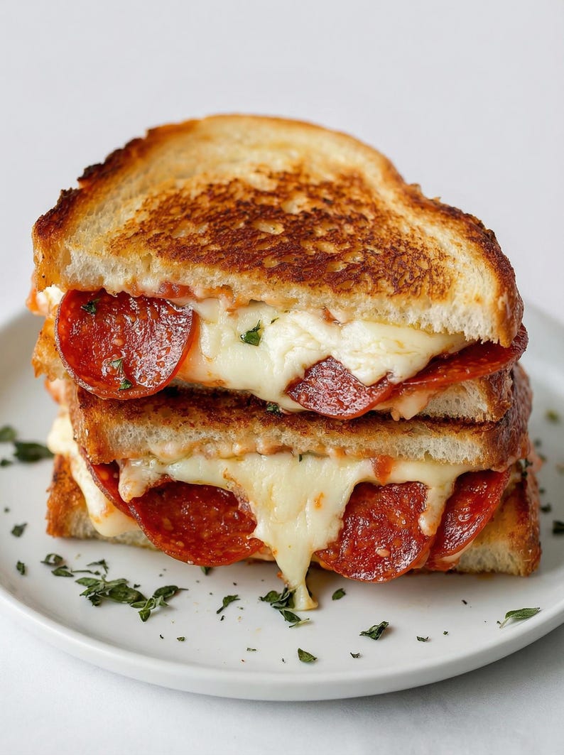 Sándwich de queso a la parrilla con pizza, receta fácil, receta sencilla, descarga de recetas, comida rápida, receta de almuerzo, favorito de la familia, libro de recetas familiares imagen 4