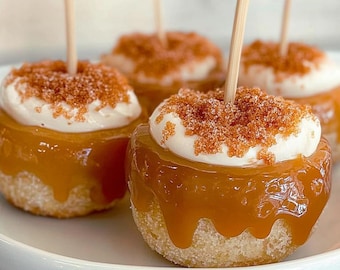 Bombas de pastel de manzana y caramelo, receta de desayuno, receta para mamá, postre para cocinar y hornear, receta familiar, receta para imprimir, receta personalizada, chef de postres