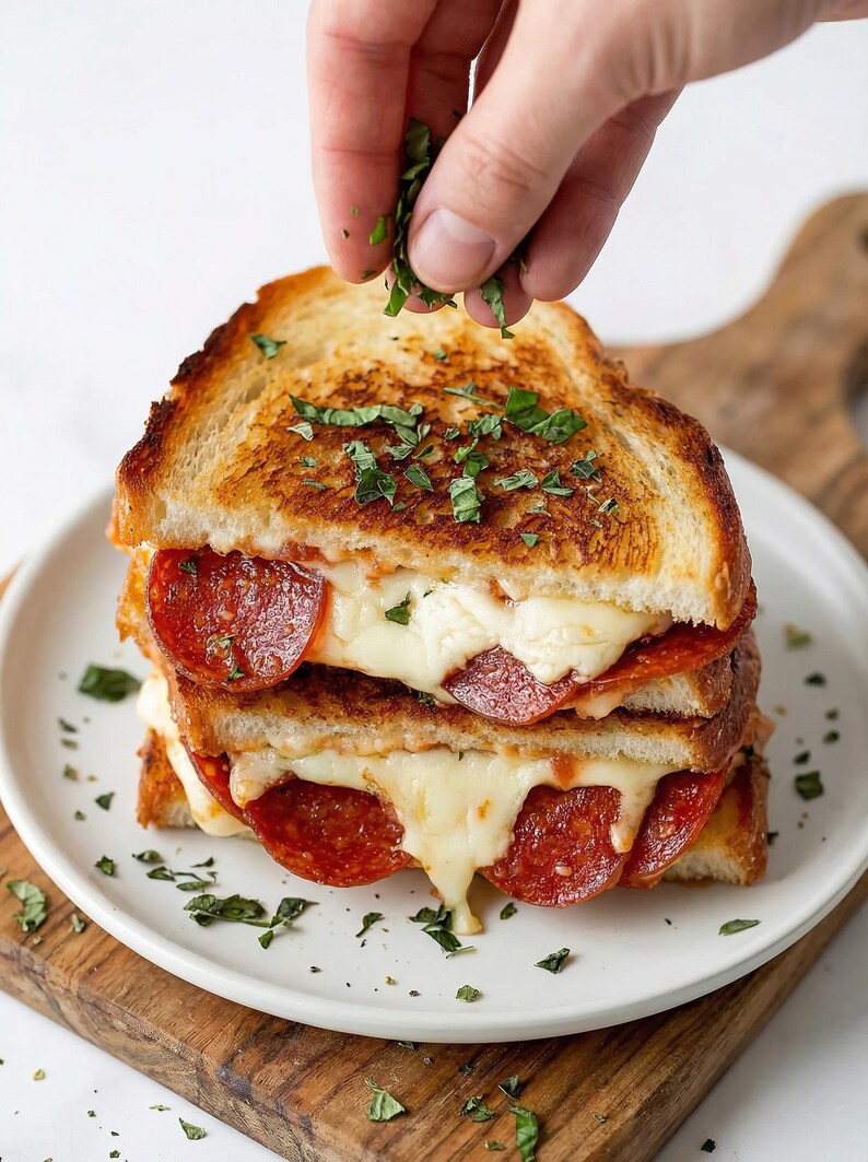 Sándwich de queso a la parrilla con pizza, receta fácil, receta sencilla, descarga de recetas, comida rápida, receta de almuerzo, favorito de la familia, libro de recetas familiares imagen 8