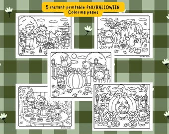 Cozy Fall Coloring Pages | Autumn & Halloween Printable PDF