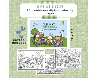 Coloring Book PDF: Olli and co. | Whimsical Animals | Bold Line Art | Printable Download