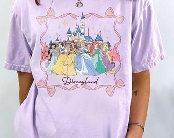 Disneyland Princess Shirt, Belle, Classic Disney Princesses Tee Featuring Ariel, Cinderella, Jasmine & Aurora, Magical Castle Design Top