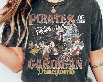 Pirates of the Caribbean Shirt, Theme Park Outfit, Disneyworld Ride T Shirt, Retro Movie Top, Disney Mickey Mouse Graphic Tee, Gift for Fans