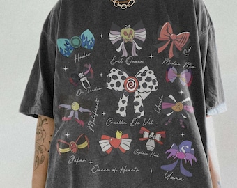 Vintage Disney Villains Halloween-shirt, Cruella De Vil Evil Queen Ursula Yzma-shirt, schurk geïnspireerde bogen-T-shirt, leuk Disney Halloween-shirt