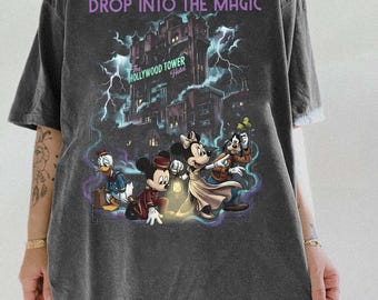 Camiseta retrô Mickey e Amigos Torre do Terror, Camiseta Mickey e amigos Além da Imaginação, Camiseta Hollywood Studios, Camiseta WDW, Camiseta Atrações da Disney