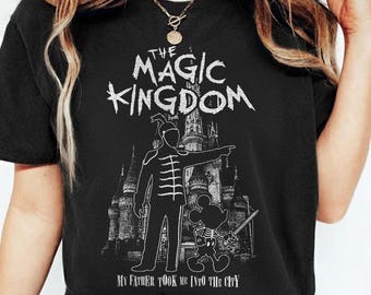 Camiseta The Magic Kingdom Black Parade, Camiseta Retro Disney Castle Rock Band, Camiseta In Other Words Walk The Line, Camiseta Gótica para Viagem à Disneylândia